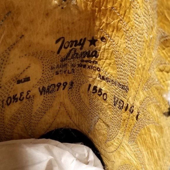 Tony Lama Black Smooth Leather Western Roper Cowboy Vaquero Boots - Picture 6 of 11